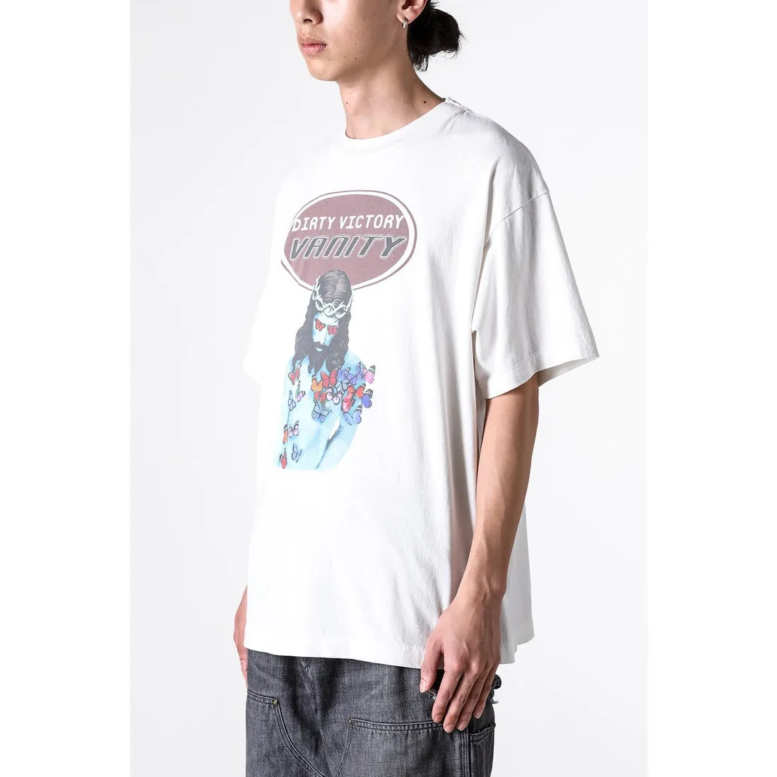 SAINT Mxxxxxx VANITY SS TEE/WHAT Jesus Butterfly Print Short Sleeve Off-White S-XL Cylindrical No Side Seam Fabric 220g High Weight OE Yarn ⚠️Note: It’s almost meaningless if it is not a cylindrical fabric Customized CPFM co-branded main mark/wash mark/little angel anti-counterfeiting label Original-level printing manufacturer Top purchasing level